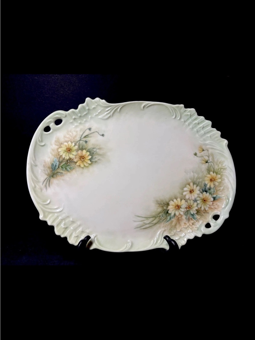 Vintage Ceramic Yellow Daisy Serving Tray 12” Romantic Cottage Core
